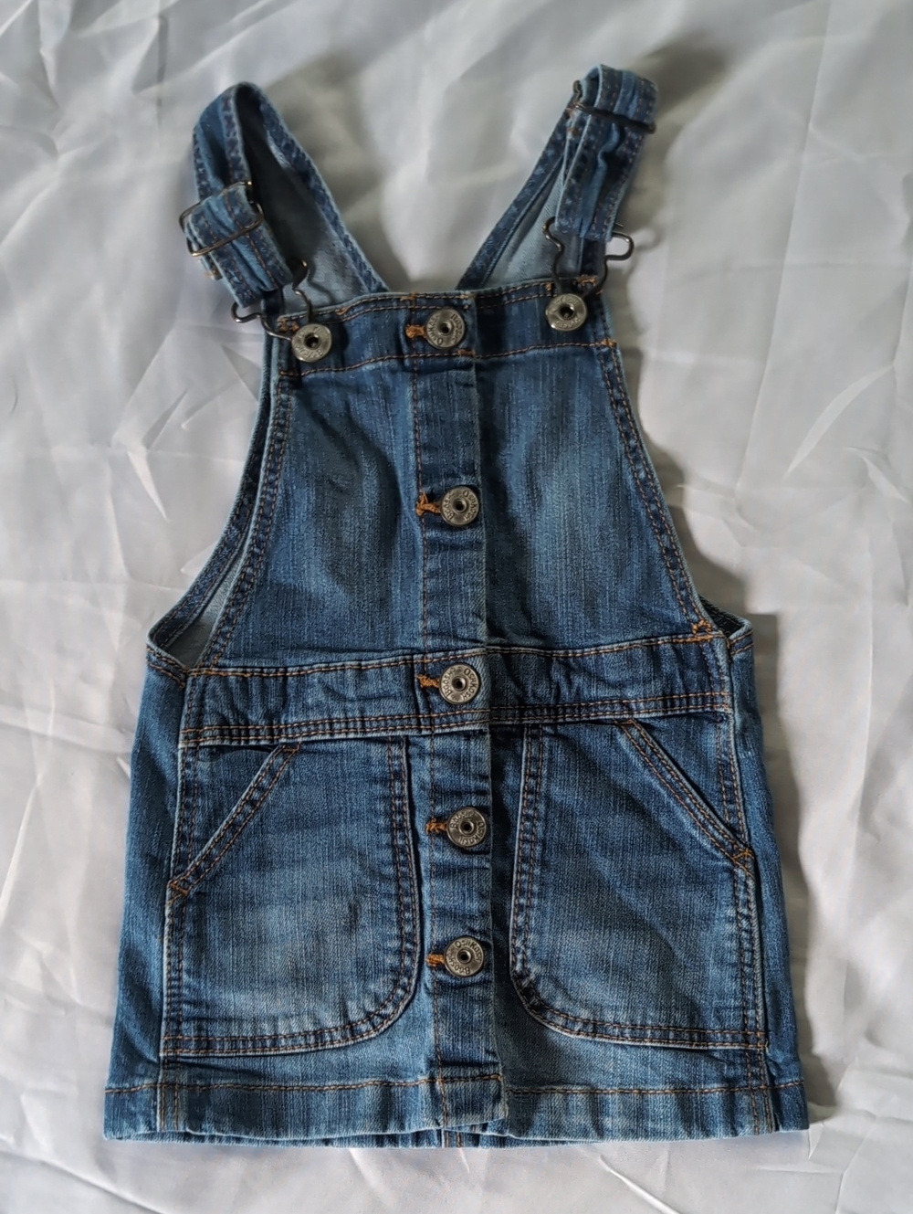 OshKosh Denim Blue Toddler Overall Dress - Classic Button Front